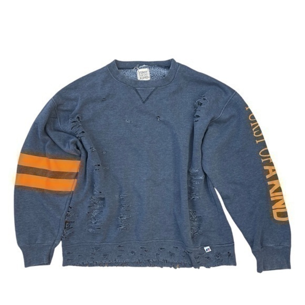 LF • Furst Of A Kind Upcycled Distressed Logo Sweatshirt Gray OSFM